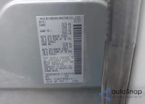 2024 Nissan Pathfinder Rock Creek 4Wd z USA, uszkodzony, nr VIN 5N1DR3BD2RC238920